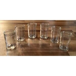 VTG Lot of 6 Jelly Jar Juice Glasses 4 oz With Raised Stars Anchor Hocking 1960s